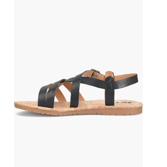 KORKS Jerrick Faux Leather Sandals Black Straps & Tan Flexible Sole Women’s 9 - Picture 3 of 14
